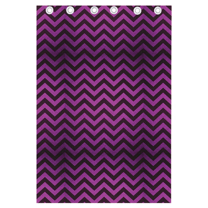 Purple And Black Chevron Pattern Print Curtain