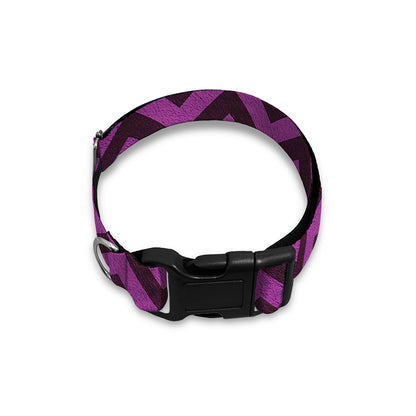 Purple And Black Chevron Pattern Print Dog Collar