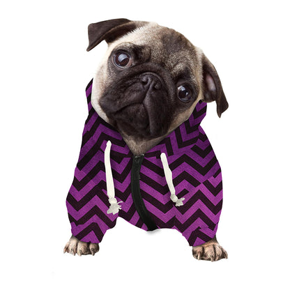 Purple And Black Chevron Pattern Print Dog Zip Up Hoodie