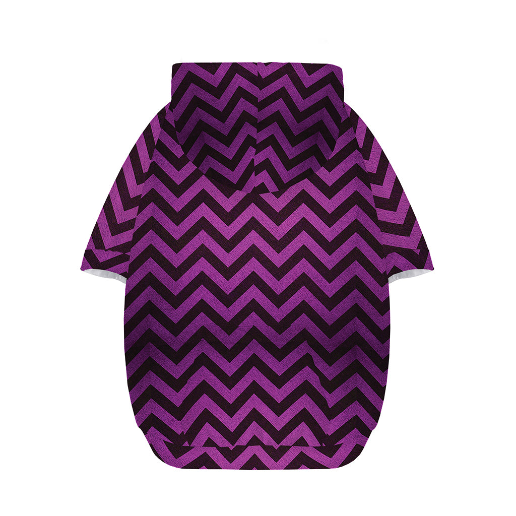 Purple And Black Chevron Pattern Print Dog Zip Up Hoodie