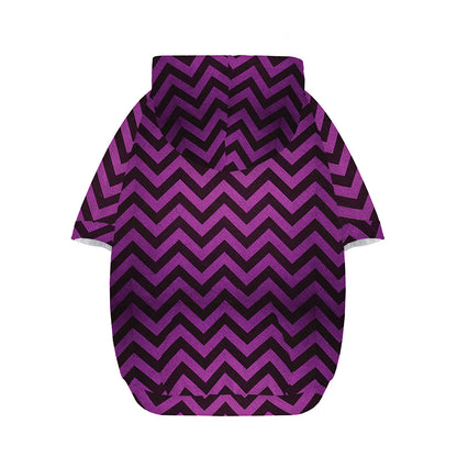 Purple And Black Chevron Pattern Print Dog Zip Up Hoodie