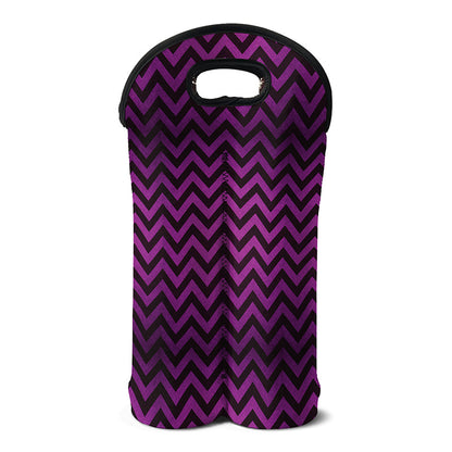 Purple And Black Chevron Pattern Print Double Neoprene Wine Tote