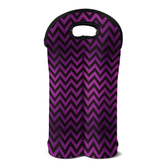 Purple And Black Chevron Pattern Print Double Neoprene Wine Tote
