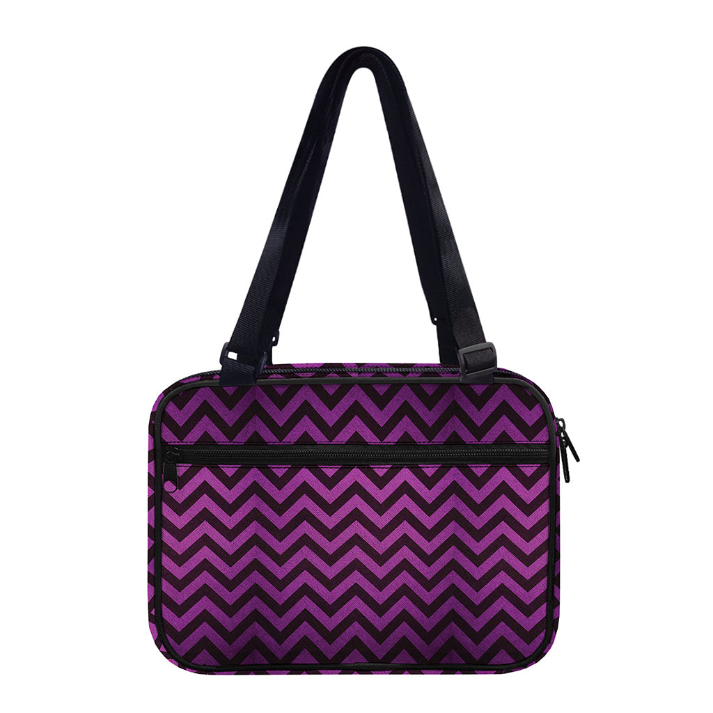 Purple And Black Chevron Pattern Print Double Strap Bible Bag