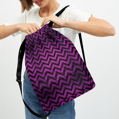 Purple And Black Chevron Pattern Print Drawstring Backpack