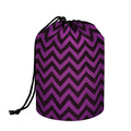 Purple And Black Chevron Pattern Print Drawstring Makeup Bag