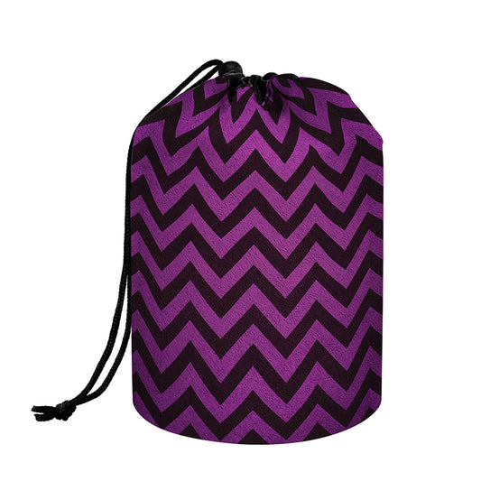 Purple And Black Chevron Pattern Print Drawstring Makeup Bag