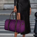 Purple And Black Chevron Pattern Print Duffle Bag