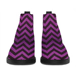 Purple And Black Chevron Pattern Print Flat Ankle Boots