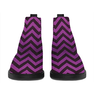 Purple And Black Chevron Pattern Print Flat Ankle Boots