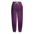 Purple And Black Chevron Pattern Print Fleece Lined Knit Pants