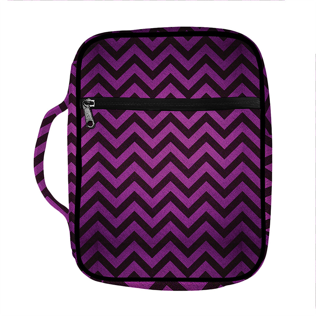 Purple And Black Chevron Pattern Print Front Pocket Bible Bag