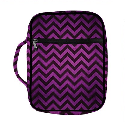 Purple And Black Chevron Pattern Print Front Pocket Bible Bag