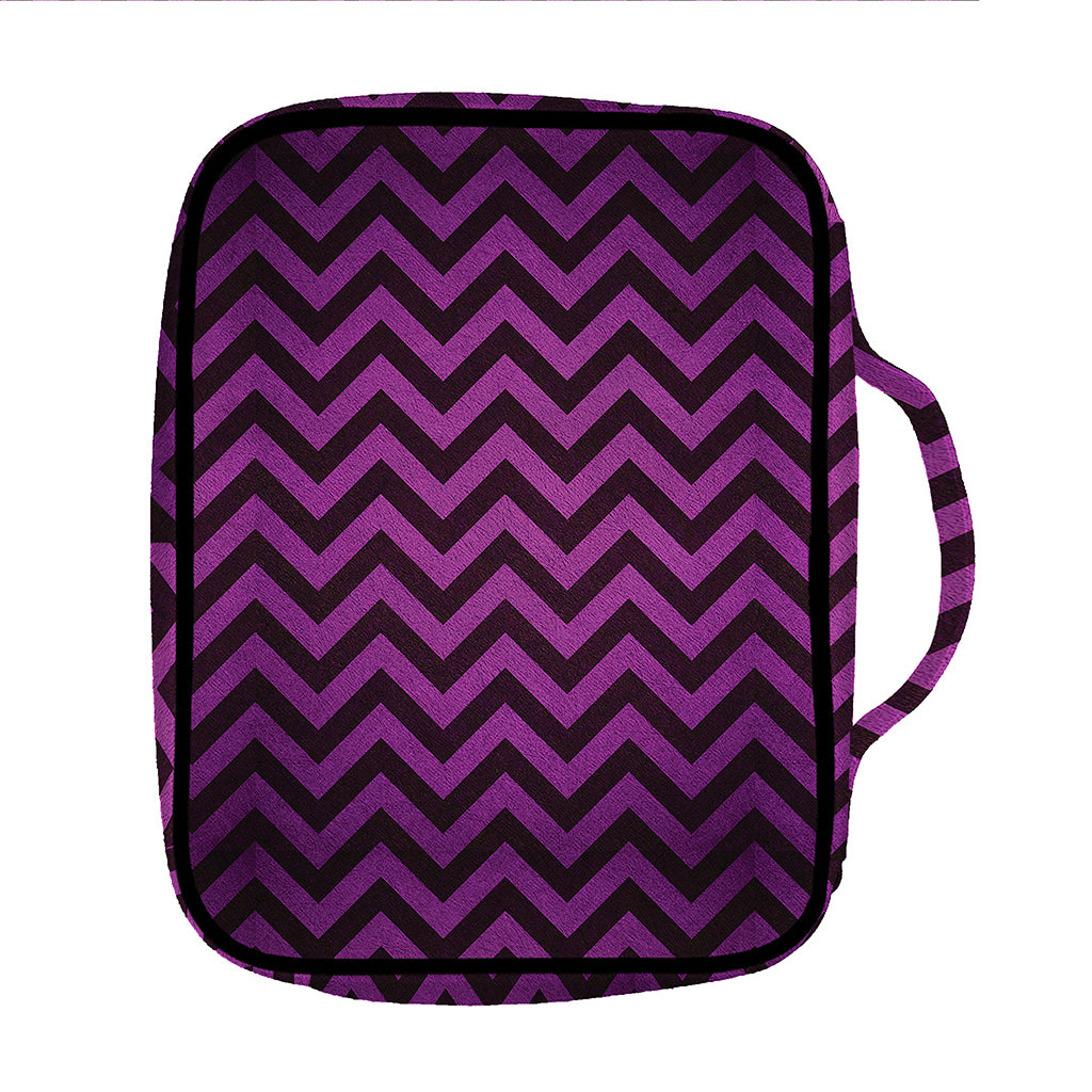Purple And Black Chevron Pattern Print Front Pocket Bible Bag