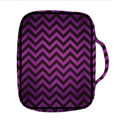 Purple And Black Chevron Pattern Print Front Pocket Bible Bag
