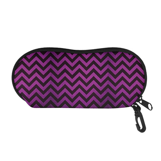 Purple And Black Chevron Pattern Print Glasses Case