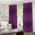 Purple And Black Chevron Pattern Print Grommet Curtains