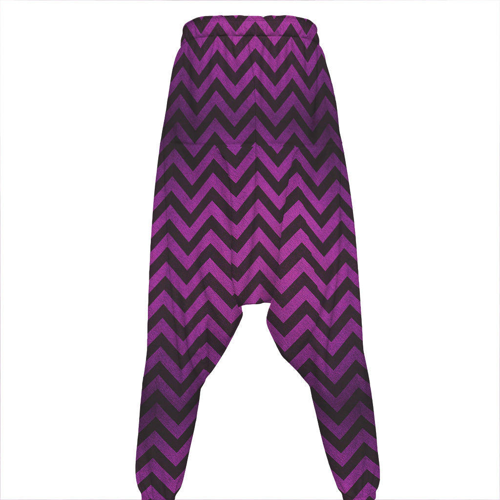 Purple And Black Chevron Pattern Print Hammer Pants