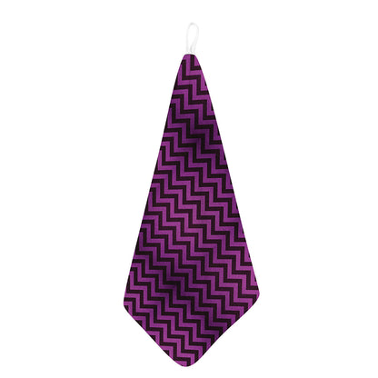 Purple And Black Chevron Pattern Print Hand Towel