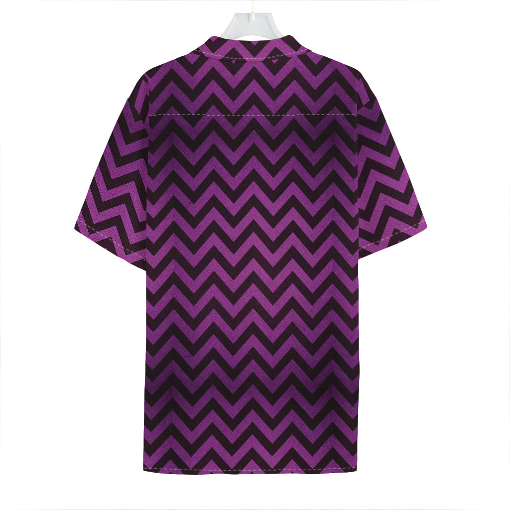 Purple And Black Chevron Pattern Print Hawaiian Shirt