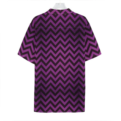 Purple And Black Chevron Pattern Print Hawaiian Shirt