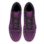 Purple And Black Chevron Pattern Print High Top Leather Sneakers
