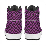 Purple And Black Chevron Pattern Print High Top Leather Sneakers