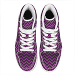 Purple And Black Chevron Pattern Print High Top Leather Sneakers