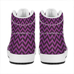 Purple And Black Chevron Pattern Print High Top Leather Sneakers