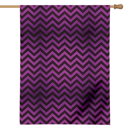 Purple And Black Chevron Pattern Print House Flag