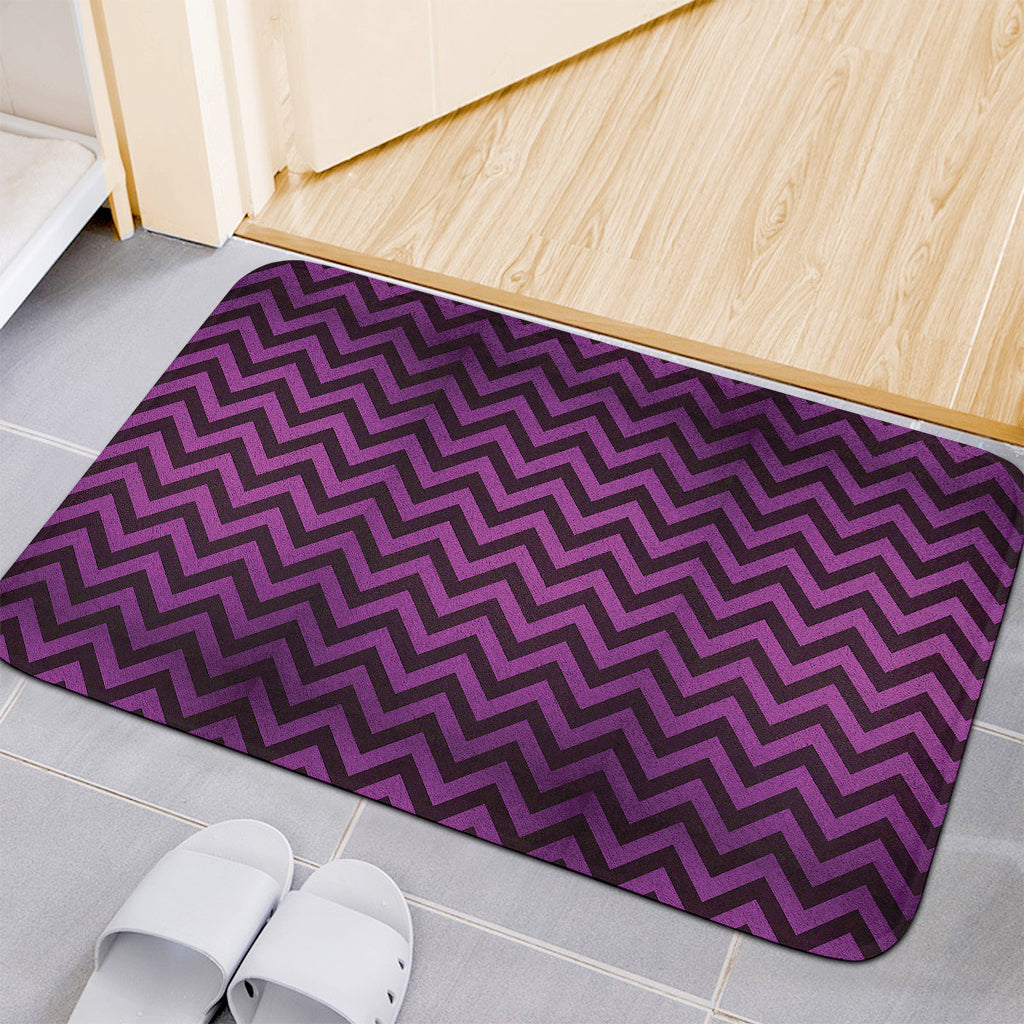 Purple And Black Chevron Pattern Print Indoor Door Mat