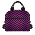 Purple And Black Chevron Pattern Print Insulated Lunch Bag