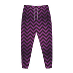 Purple And Black Chevron Pattern Print Jogger Pants