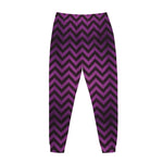 Purple And Black Chevron Pattern Print Jogger Pants