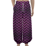 Purple And Black Chevron Pattern Print Lantern Pants