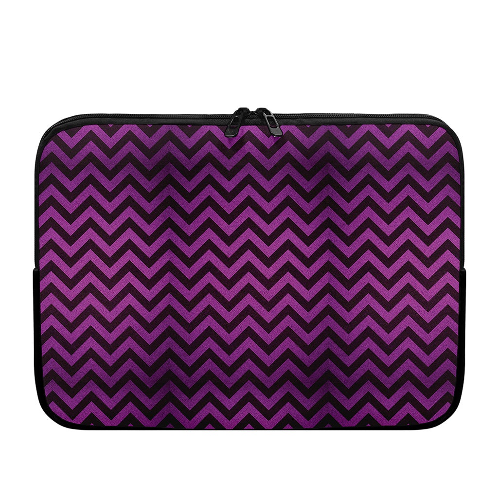 Purple And Black Chevron Pattern Print Laptop Sleeve
