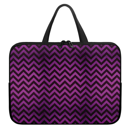 Purple And Black Chevron Pattern Print Laptop Sleeve With Handle