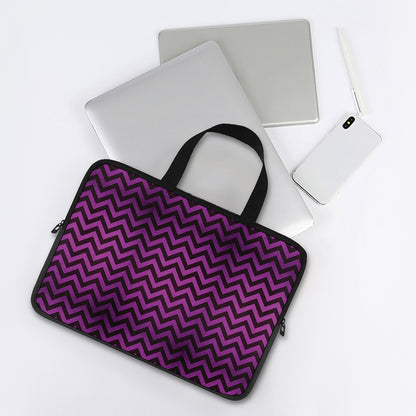 Purple And Black Chevron Pattern Print Laptop Sleeve With Handle