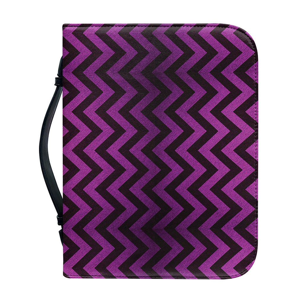 Purple And Black Chevron Pattern Print Leather Bible Cover