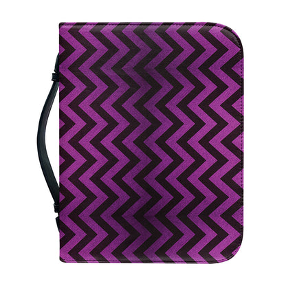 Purple And Black Chevron Pattern Print Leather Bible Cover