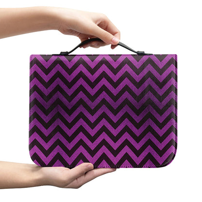 Purple And Black Chevron Pattern Print Leather Bible Cover