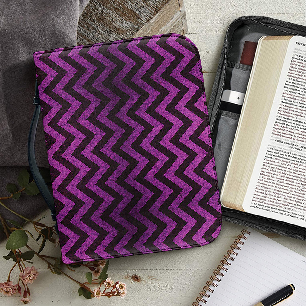 Purple And Black Chevron Pattern Print Leather Bible Cover