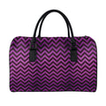 Purple And Black Chevron Pattern Print Leather Duffel Bag