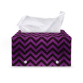 Purple And Black Chevron Pattern Print Leather Tissue Box Cover