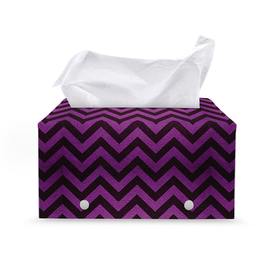 Purple And Black Chevron Pattern Print Leather Tissue Box Cover