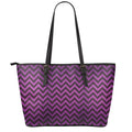 Purple And Black Chevron Pattern Print Leather Tote Bag With Zipper
