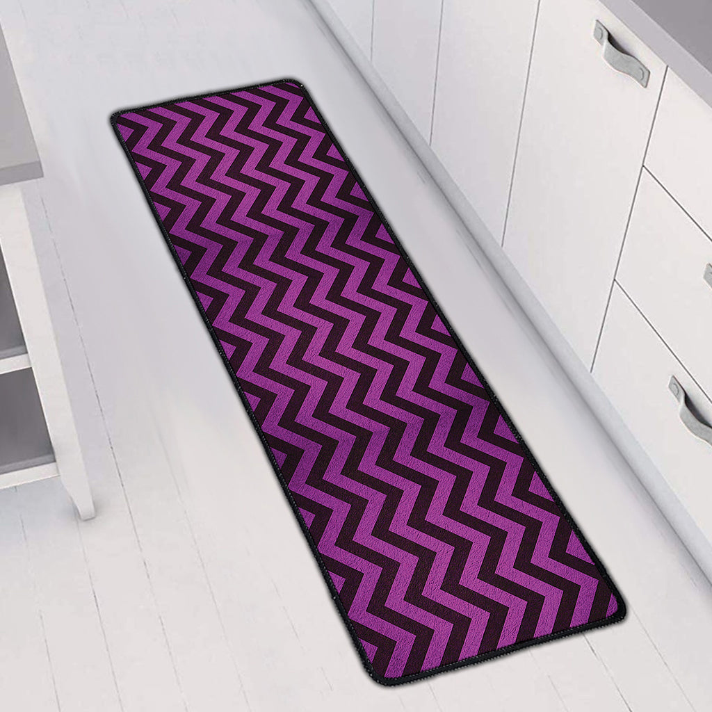 Purple And Black Chevron Pattern Print Long Kitchen Mat