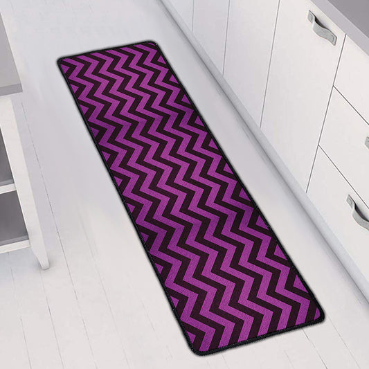 Purple And Black Chevron Pattern Print Long Kitchen Mat