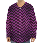 Purple And Black Chevron Pattern Print Long Sleeve Baseball Jersey