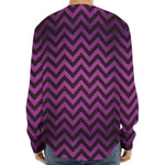 Purple And Black Chevron Pattern Print Long Sleeve Baseball Jersey
